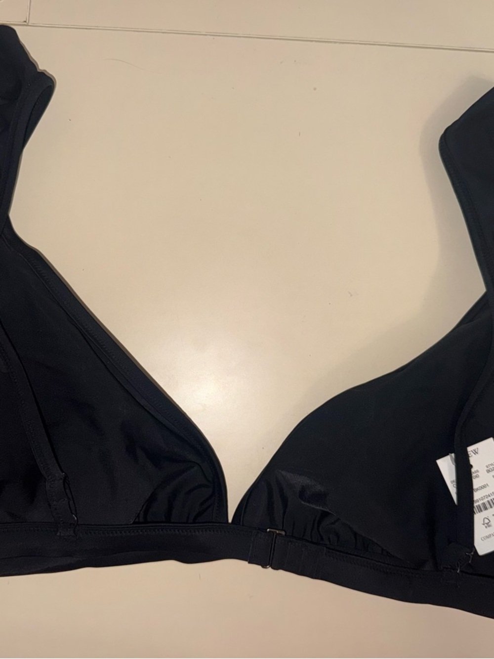 J. Crew Black Ruffle-Trim Triangle Bikini Top - Picture 2 of 2